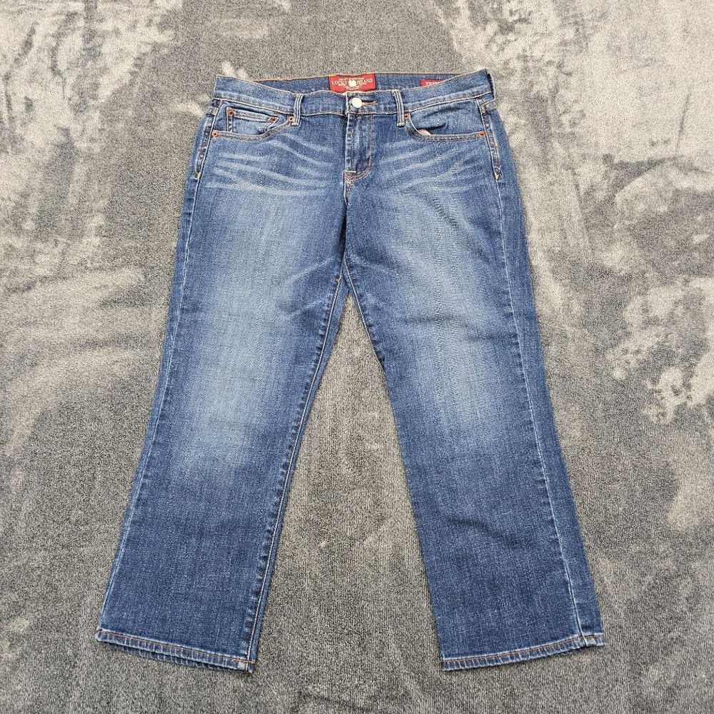 Lucky Brand Cropped Jeans Womens size 8/29 denim blue straight leg Sweet'n Crop